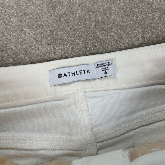 Athleta Sculptek White Straight Leg Crop Jeans Raw Hem Women's Size 6 Leggings - Picture 4 of 10